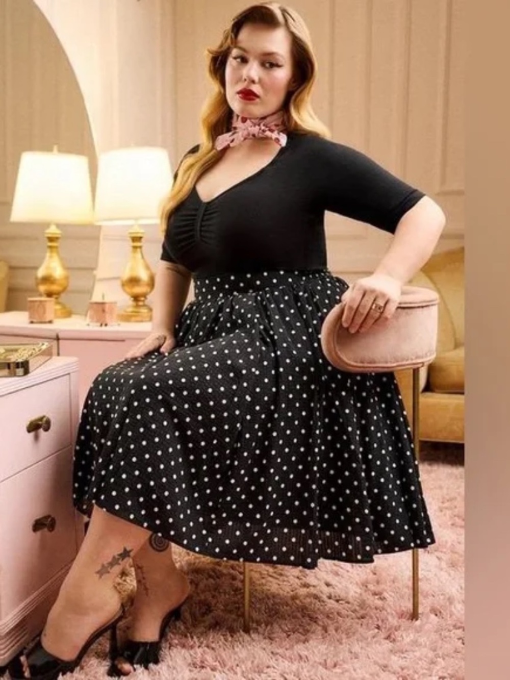 Torrid Black/White Polka Dot Button Down Skirt Size 2